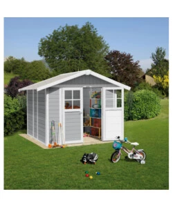 CASETTA DA GIARDINO IN PVC GROSFILLEX "DECO 7" GRIGIO E BIANCO 370X298X250 CM - COD. 22907235